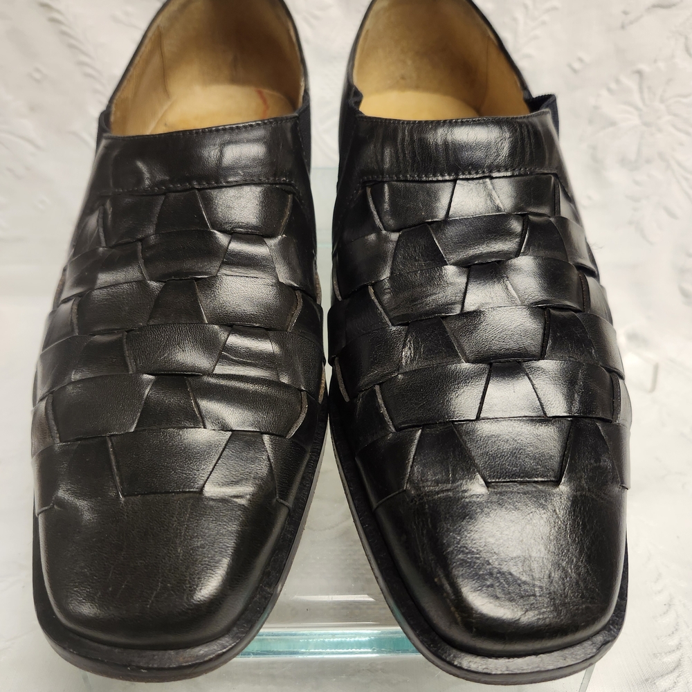 Bagatto Black Woven Leather Shoes